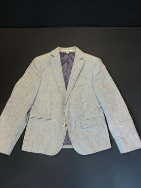 Boys Blue and White Striped Seersucker Blazer Sport Coat Size 4/5